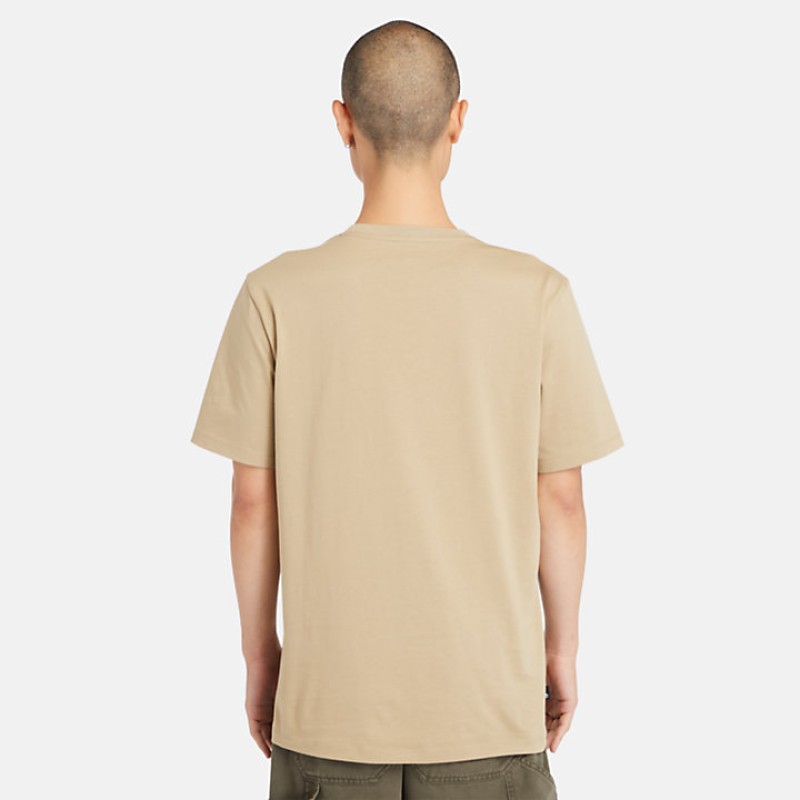 Timberland Ανδρική Μπλούζα T-Shirt Linear Logo TB0A5UPQDH4 Μπεζ