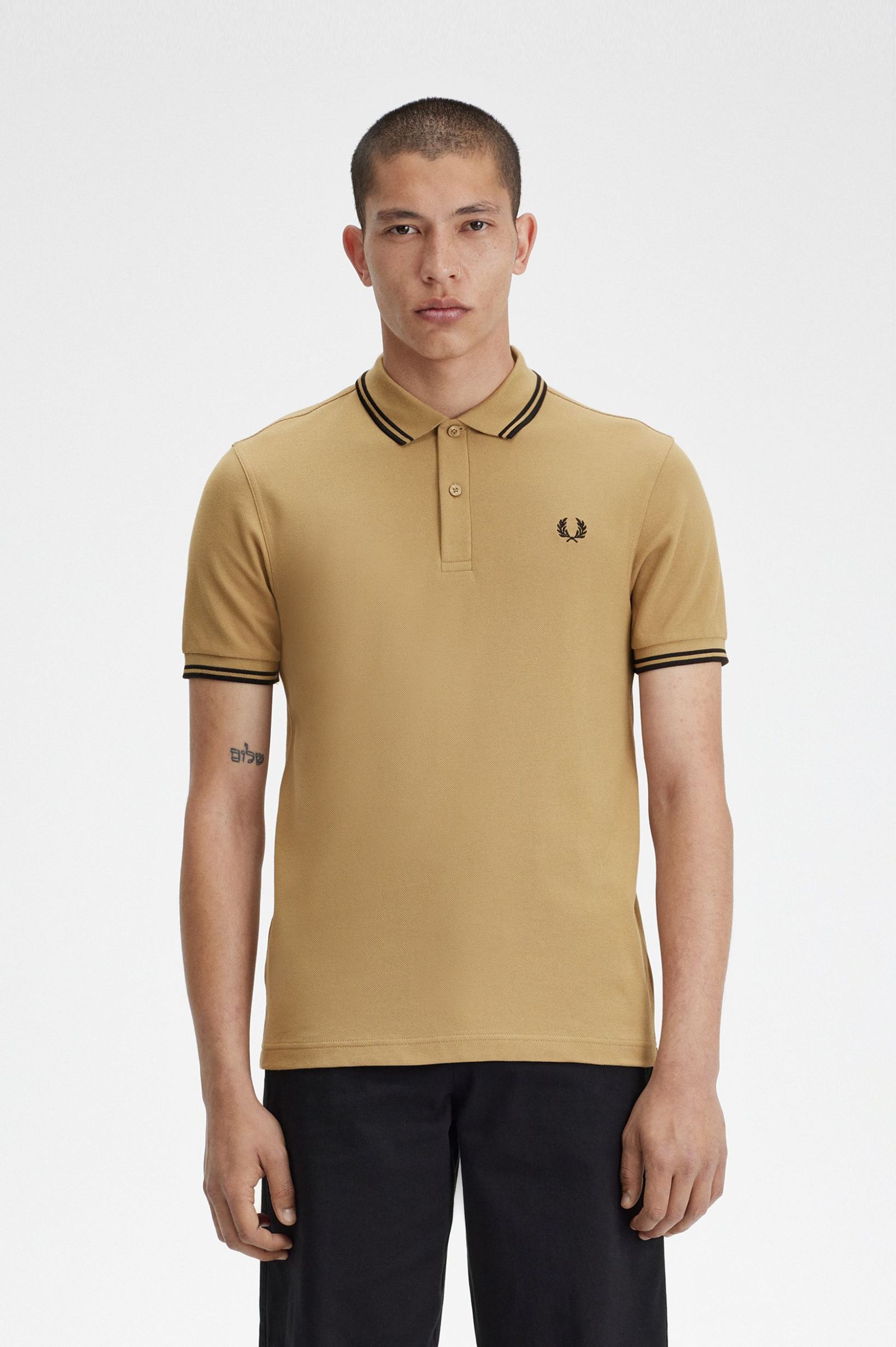 Fred Perry Ανδρική Μπλούζα Twin Tipped Polo M3600-U88 Μπεζ