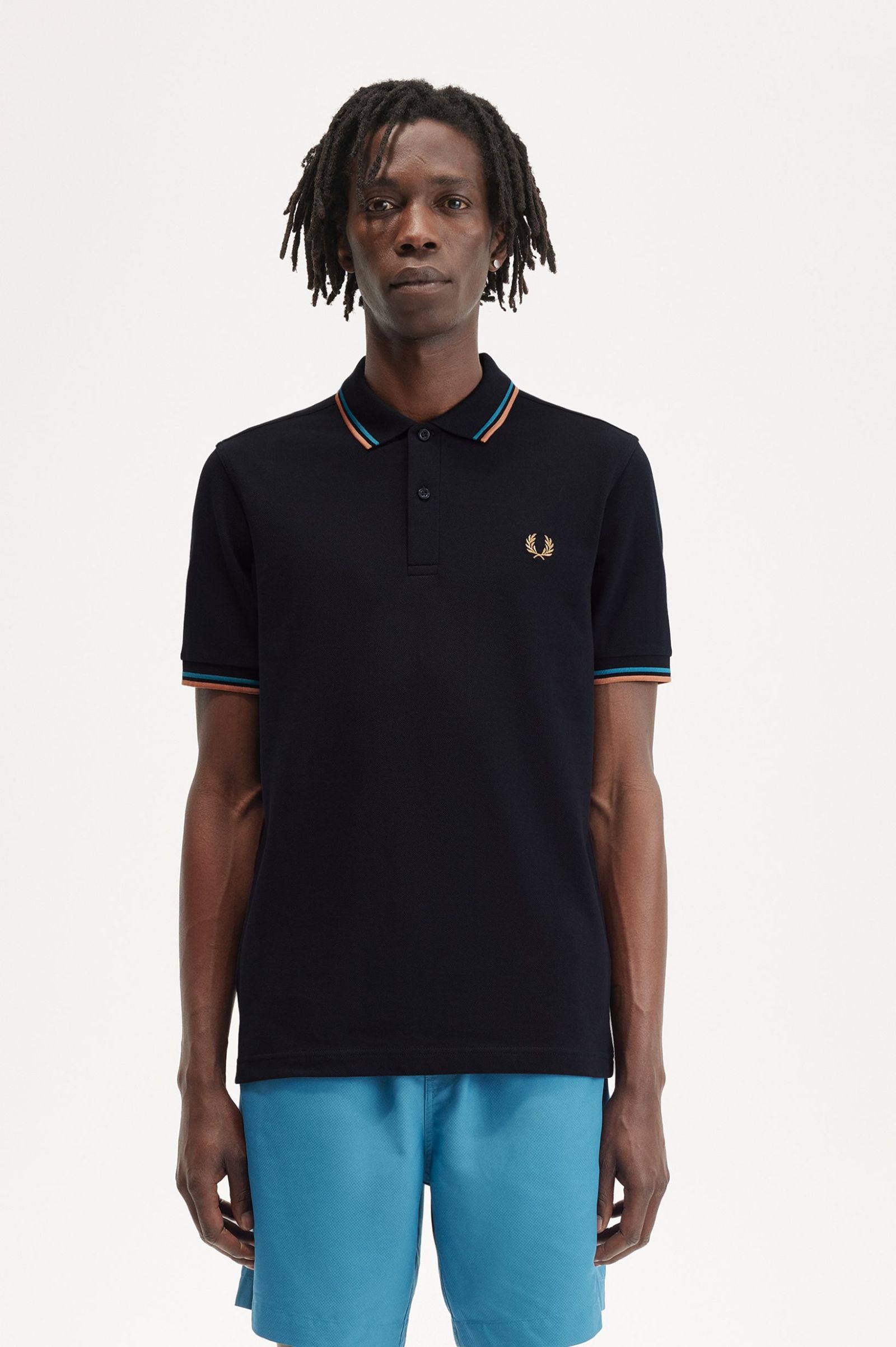 Fred Perry Ανδρική Μπλούζα Twin Tipped Polo M3600-V03 Μπλε