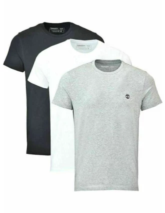 Timberland Basic 3Pack Ανδρικά T-shirts TB0A6GH1959 Λευκό Γκρι Μαύρο