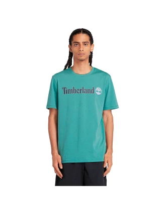 Timberland Ανδρική Μπλούζα T-Shirt Linear Logo TB0A5UPQCL6 Πράσινο