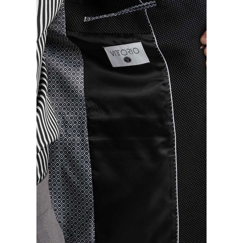 Vittorio Ανδρικό Σακάκι 900-2324-BRESIA Black Dot Μαύρο