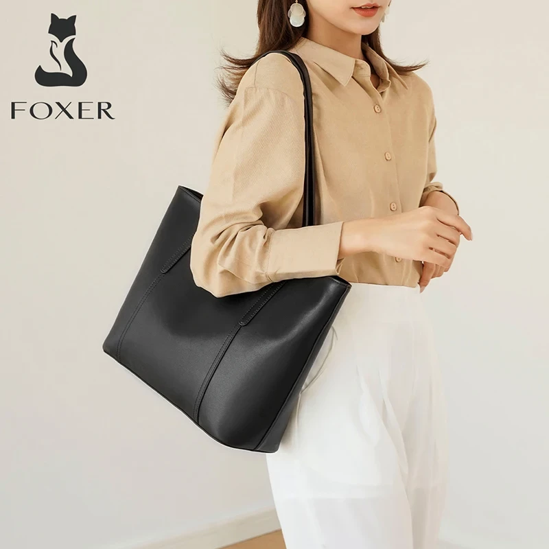 FOXER Handbags Office Bags Lady Commuter Totes Split Leather Large Capacity Top Handbag Women s Fashion 1 tobros.gr