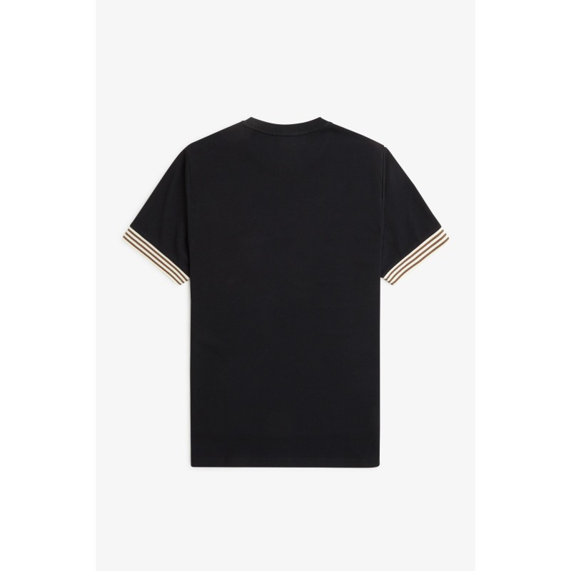 Fred Perry Ανδρική Μπλούζα Striped Cuff Pique T-Shirt M7707-102 Μαύρο