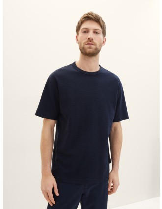 Tom Tailor Ανδρική Μπλούζα T-Shirt With Texture 1040952-10668 Μπλε