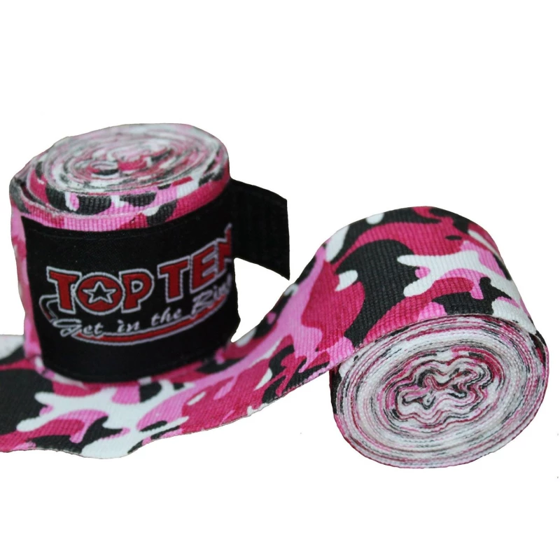 2303 hand wraps top ten elastic boxing bandages pink white camouflage pair 3 tobros.gr