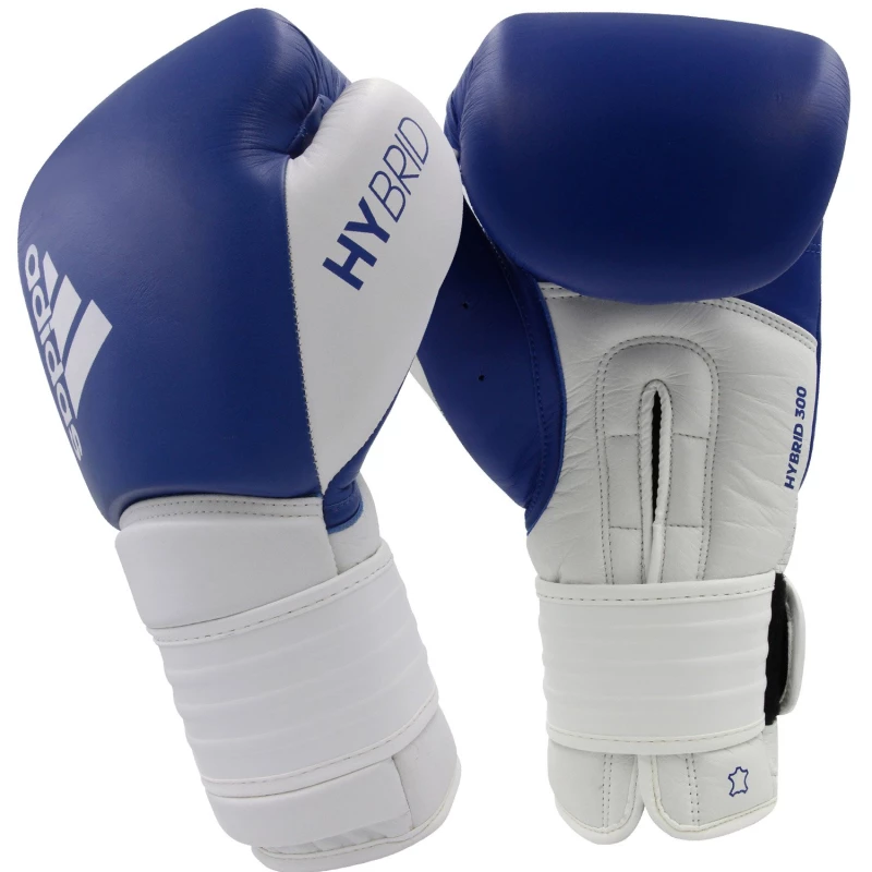 4003140300 boxing gloves adidas hybrid 300 leather blue white 3 tobros.gr