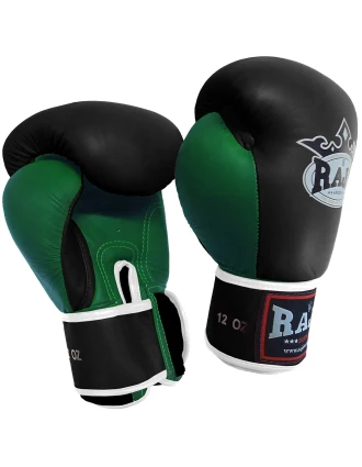 Boxing Gloves RAJA Genuine Leather RBGV-1 Double Color - Black/Green