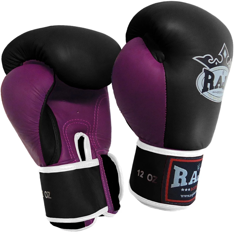 Boxing Gloves RAJA Genuine Leather RBGV-1 Double Color - Black/Purple