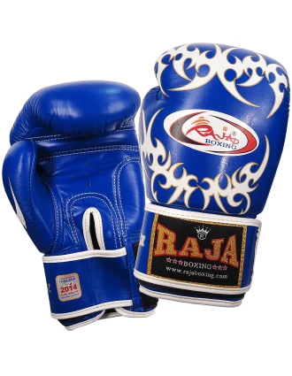 Boxing Gloves RAJA Genuine Leather RBGV-1 TATTOO - Blue / White