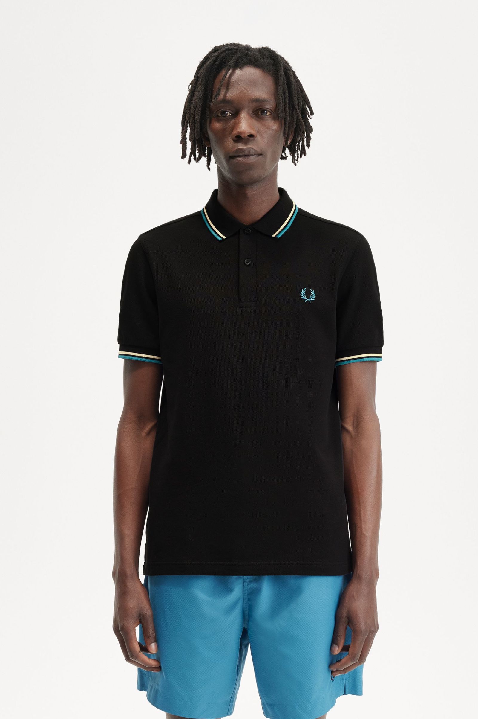 Fred Perry Fred Perry Ανδρική Μπλούζα Twin Tipped Polo M3600-U96 Μαύρο