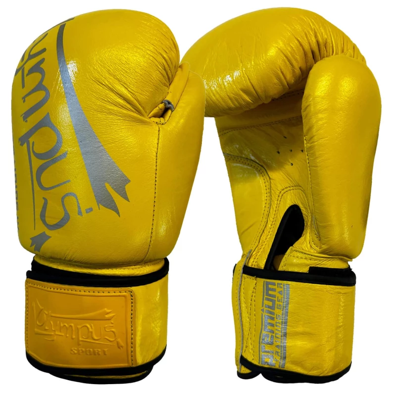 boxing gloves olympus training iv leather yellow angle 3 tobros.gr