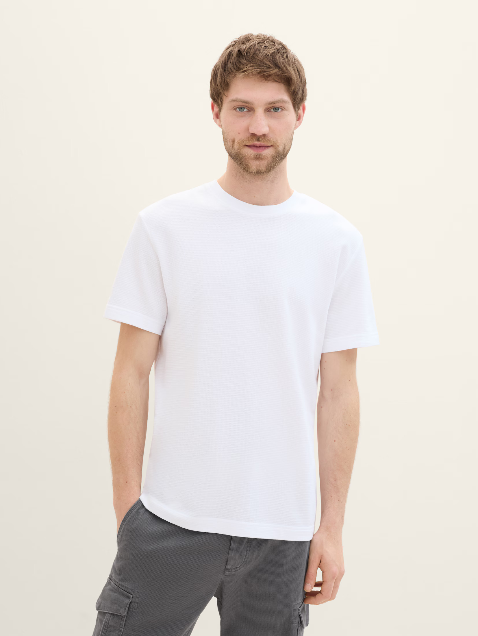 Tom Tailor Ανδρική Μπλούζα T-Shirt With Texture 1041806-20000 Λευκό