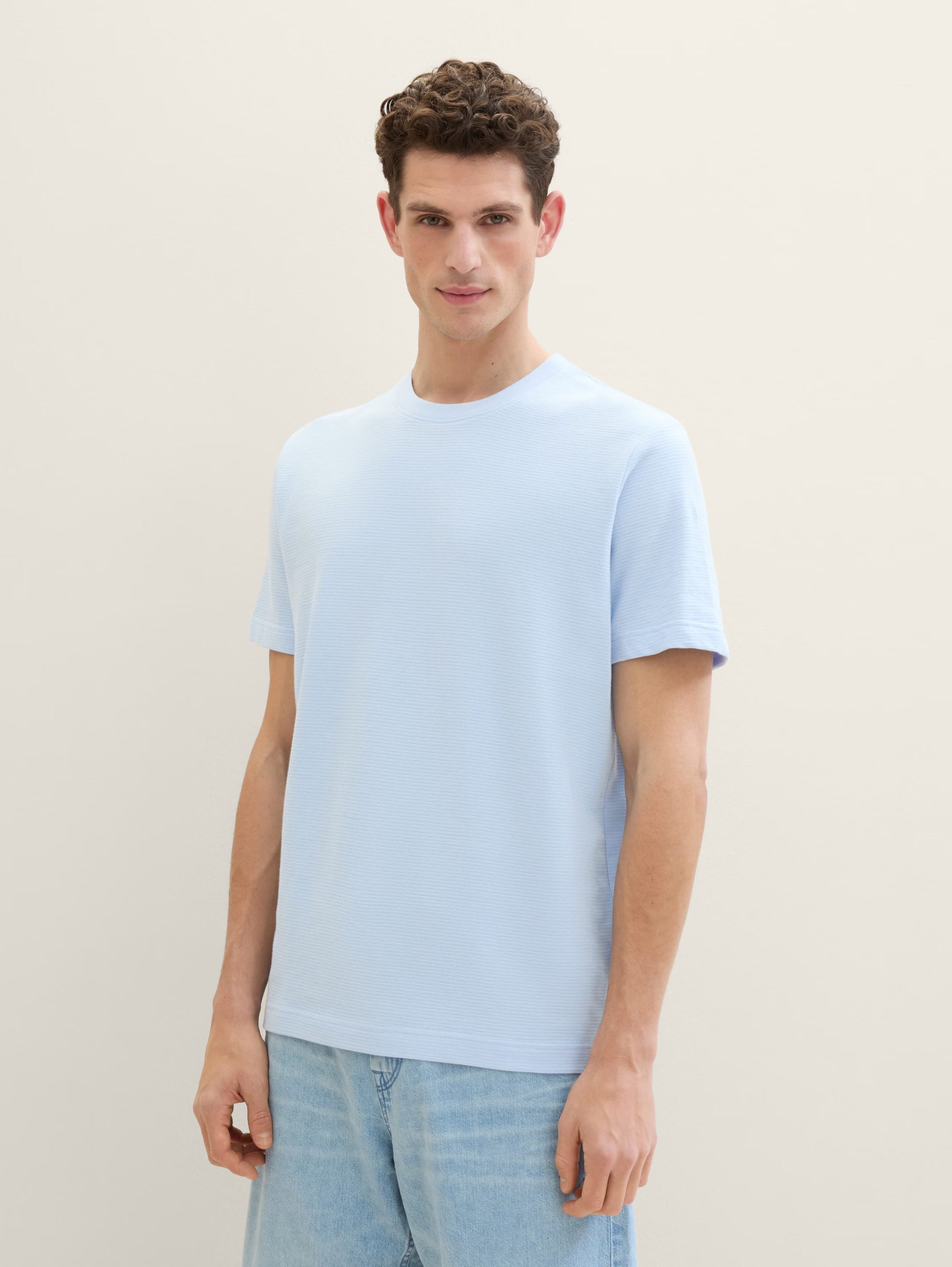 Tom Tailor Ανδρική Μπλούζα T-Shirt With Texture 1041806-35271 Σιέλ