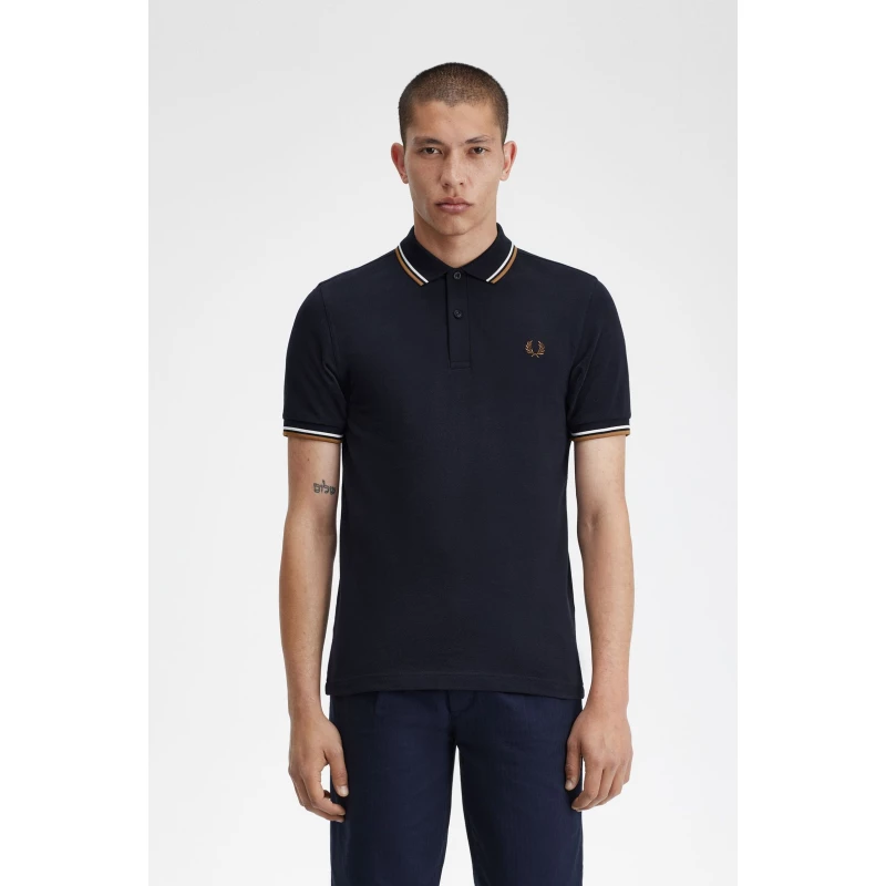 Fred Perry Ανδρική Μπλούζα Twin Tipped Polo M3600-U86 Μπλε