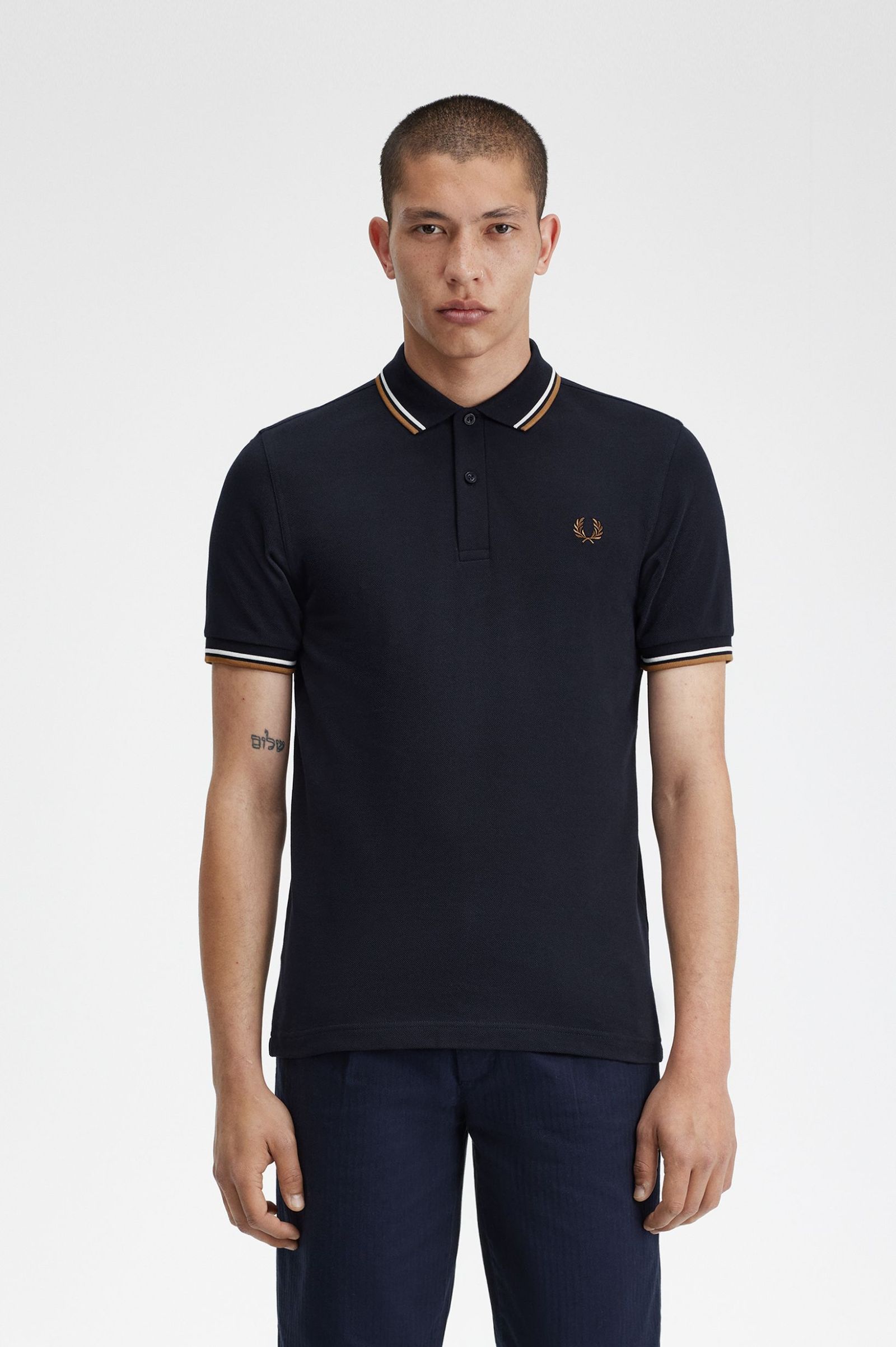 Fred Perry Ανδρική Μπλούζα Twin Tipped Polo M3600-U86 Μπλε