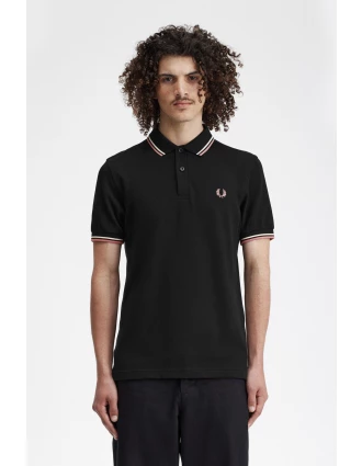 Fred Perry Ανδρική Μπλούζα Twin Tipped Polo M3600-V04 Μαύρο