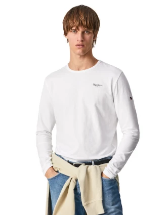 Pepe Jeans Original Ανδρική Μπλούζα Μακρυμάνικη PM508211-800 Λευκό