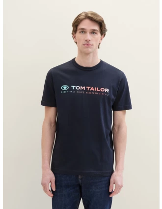 Tom Tailor Ανδρική Μπλούζα T-Shirt With A Logo Print 1041855-10668 Μπλε