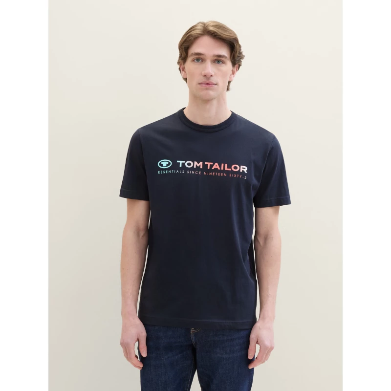 Tom Tailor Ανδρική Μπλούζα T-Shirt With A Logo Print 1041855-10668 Μπλε