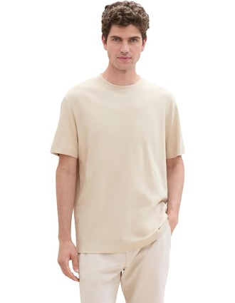 Tom Tailor Ανδρική Μπλούζα Linen T-Shirt 1041826-10336 Μπεζ