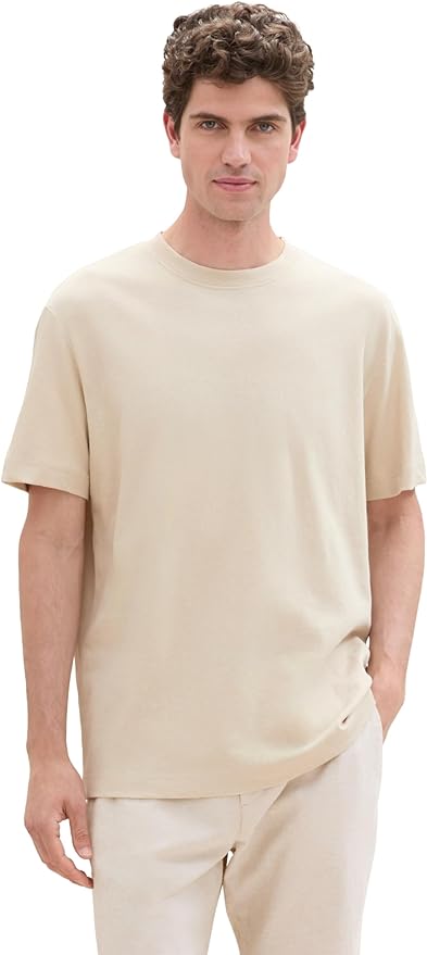 Tom Tailor Tom Tailor Ανδρική Μπλούζα Linen T-Shirt 1041826-10336 Μπεζ