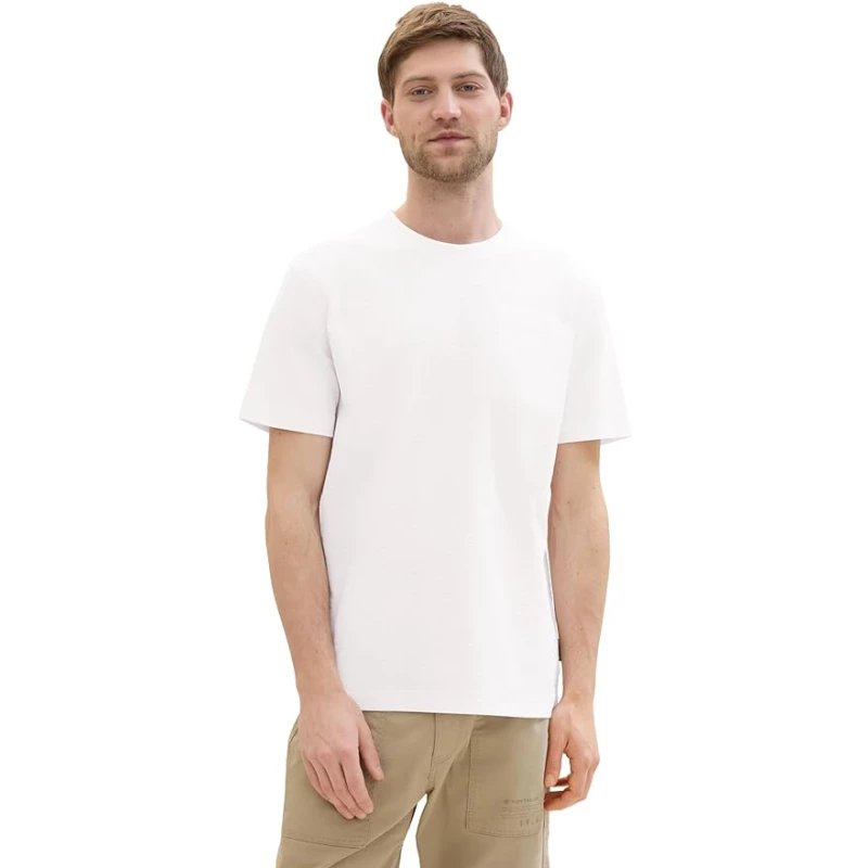 Tom Tailor Ανδρική Μπλούζα Structured T-Shirt 1042412-20000 Λευκό