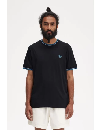 Fred Perry Ανδρική Μπλούζα Τ-Shirt Twin Tipped M1588-V18 Μαύρο