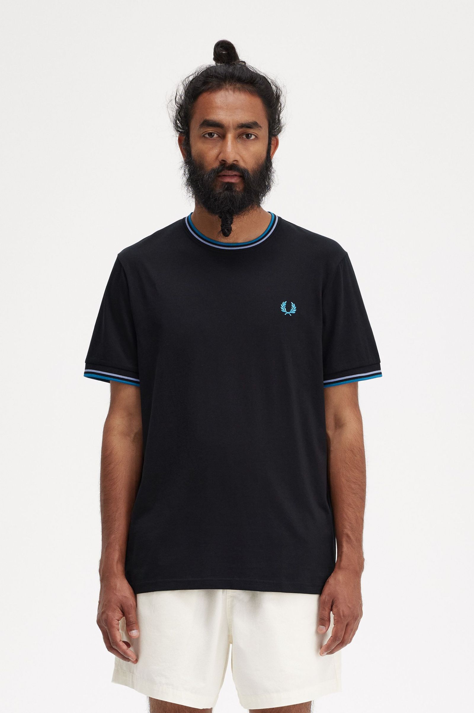 Fred Perry Ανδρική Μπλούζα Τ-Shirt Twin Tipped M1588-V18 Μαύρο