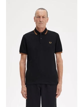Fred Perry Ανδρική Μπλούζα Twin Tipped Polo M3600-V30 Μαύρο