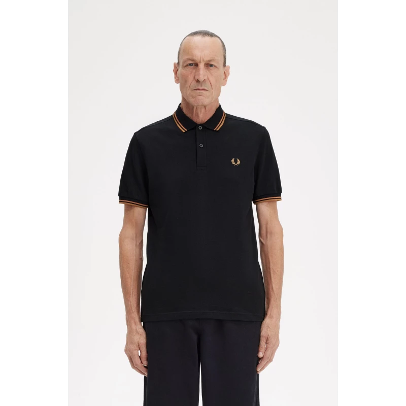 Fred Perry Ανδρική Μπλούζα Twin Tipped Polo M3600-V30 Μαύρο