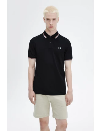 Fred Perry Ανδρική Μπλούζα Twin Tipped Polo M3600-V31 Μαύρο