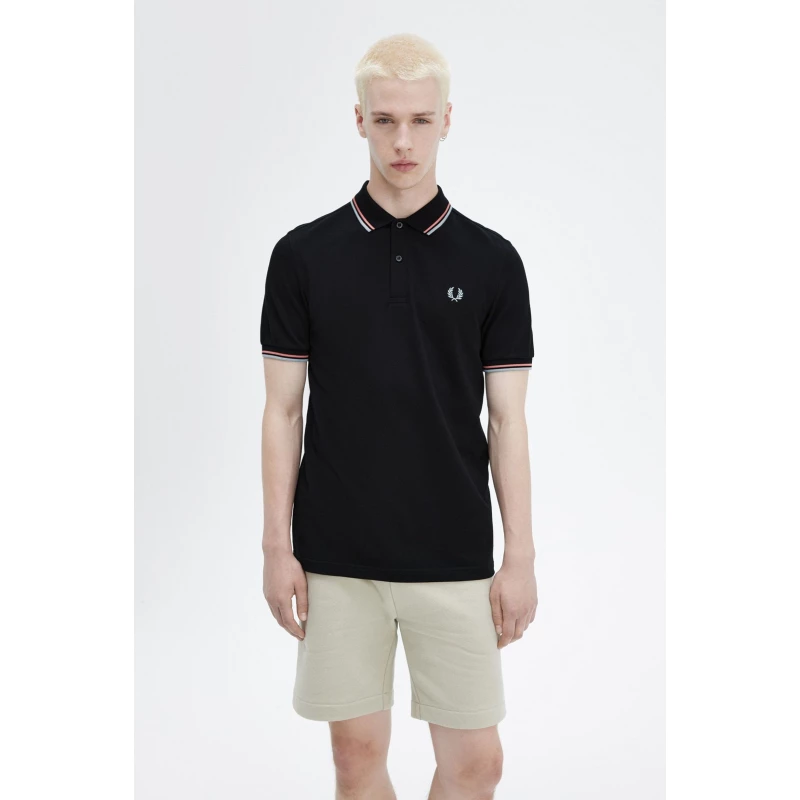 Fred Perry Ανδρική Μπλούζα Twin Tipped Polo M3600-V31 Μαύρο