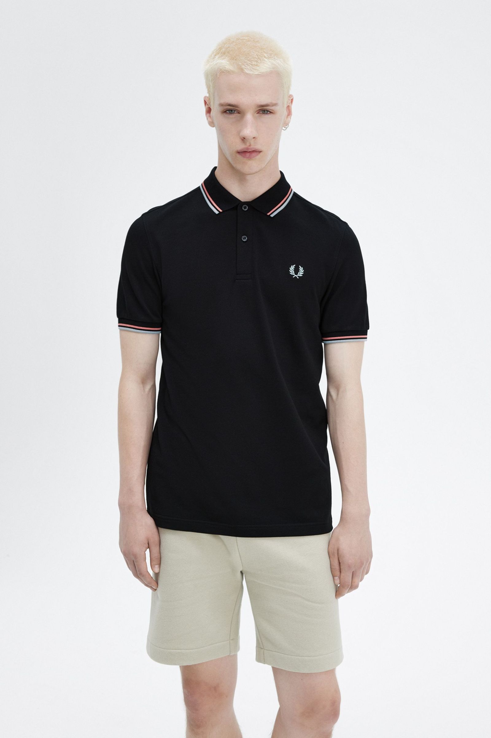 Fred Perry Ανδρική Μπλούζα Twin Tipped Polo M3600-V31 Μαύρο