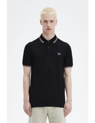 Fred Perry Ανδρική Μπλούζα Twin Tipped Polo M3600-V31 Μαύρο