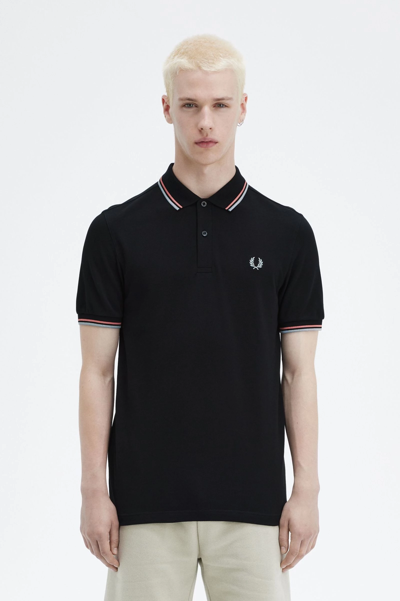 Fred Perry Ανδρική Μπλούζα Twin Tipped Polo M3600-V31 Μαύρο