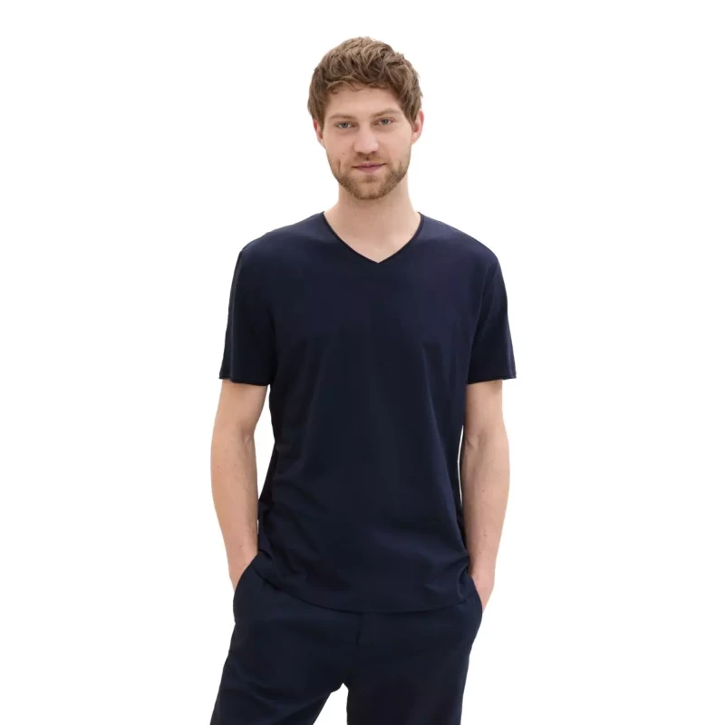 Tom Tailor Ανδρικό T-Shirt V-Neck 1041822-10668 Μπλε