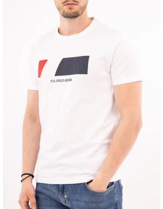 U.S. Polo Assn. Ανδρικό T-shirt Luca με Στάμπα 6751950313-100 Λευκό
