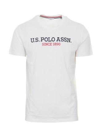 U.S. Polo Assn. Ανδρικό T-shirt Mick με Στάμπα 6736049351-100 Λευκό