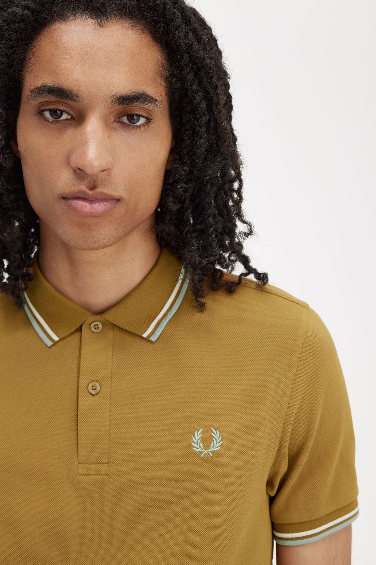 Fred Perry Ανδρική Μπλούζα Twin Tipped Polo M3600-V23 Μουσταρδί φωτογραφία