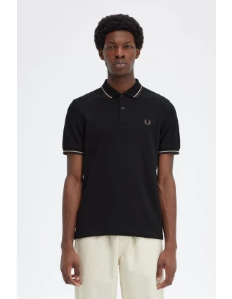 Fred Perry Ανδρική Μπλούζα Twin Tipped Polo M3600-V34 Μαύρο