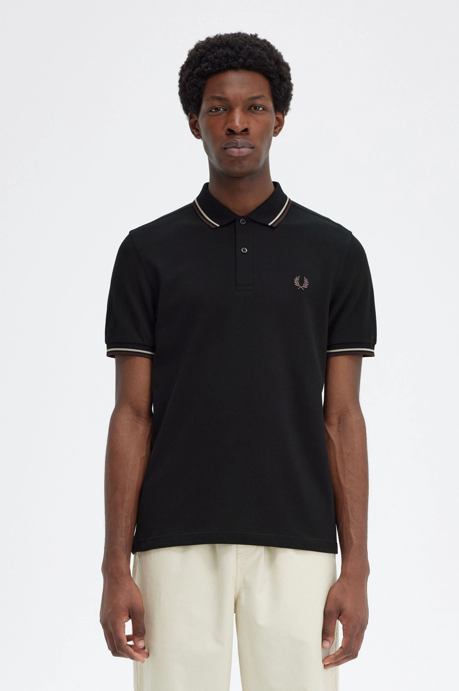 Fred Perry Ανδρική Μπλούζα Twin Tipped Polo M3600-V34 Μαύρο