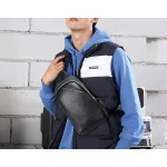 Δερμάτινο τσαντάκι crossbody Bopai 11-122901 μαύρο