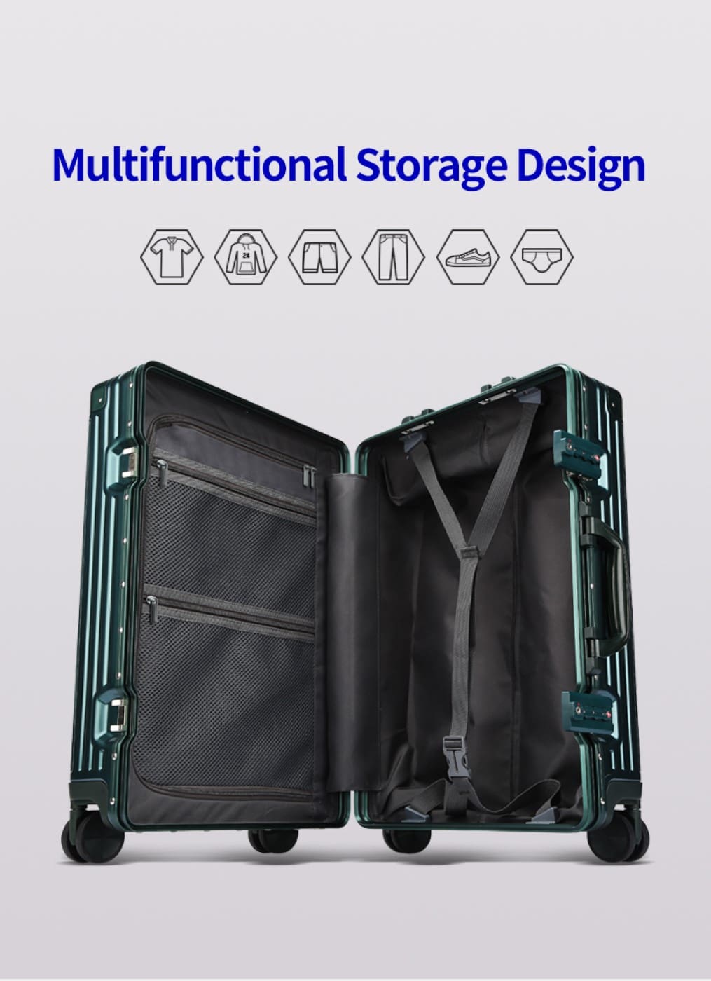 Βαλίτσα trolley case καμπίνας Bopai 833-853201/50 cm πράσινο