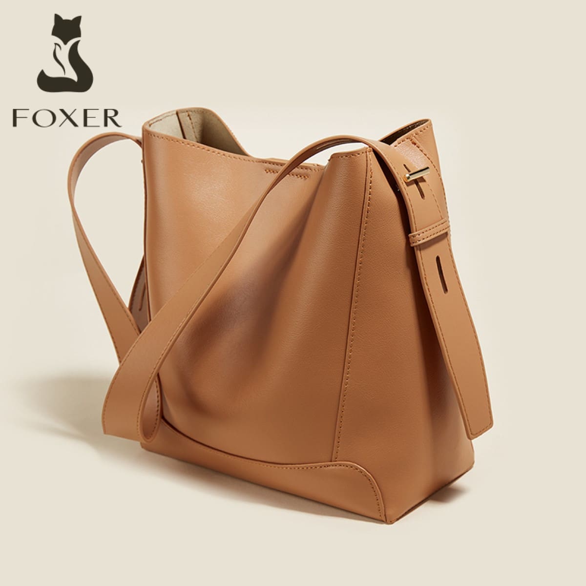 Δερμάτινη Γυναικεία Τσάντα Shopper ‘Ωμου Foxer 9136015F καφέ