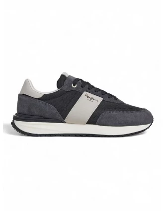 Pepe Jeans Ανδρικά Δερμάτινα Sneakers Buster Supra PMS60020-999 Μαύρο