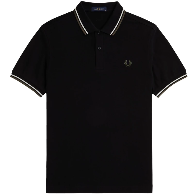 Fred Perry Ανδρική Μπλούζα Twin Tipped Polo M3600-W54 Μαύρο