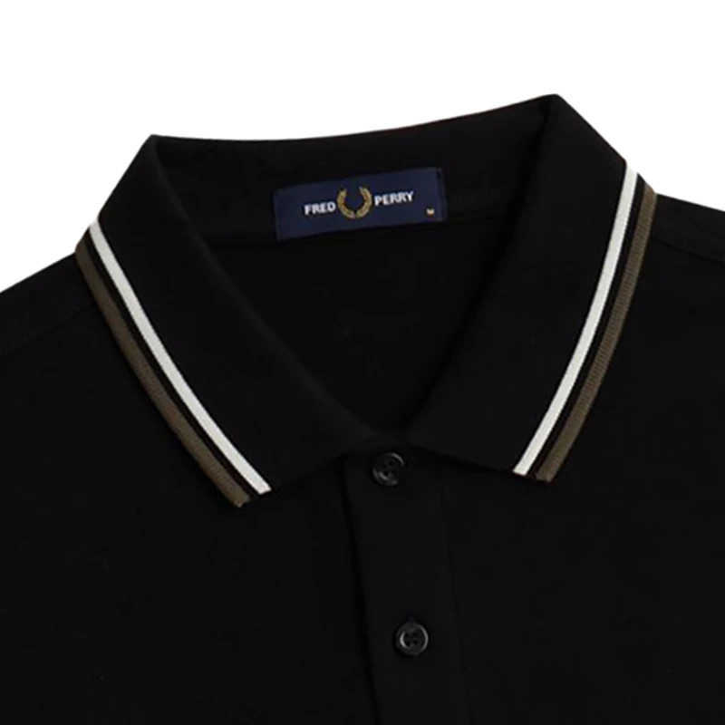 fred perry m3600 twin tipped polo shirt black p62871 946435 image tobros.gr