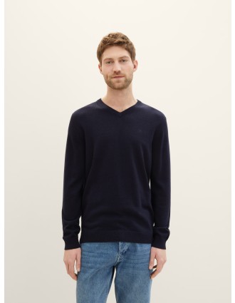 Tom Tailor Ανδρικό Πλεκτό V-Neck Pullover 1038427-13160 Μπλε