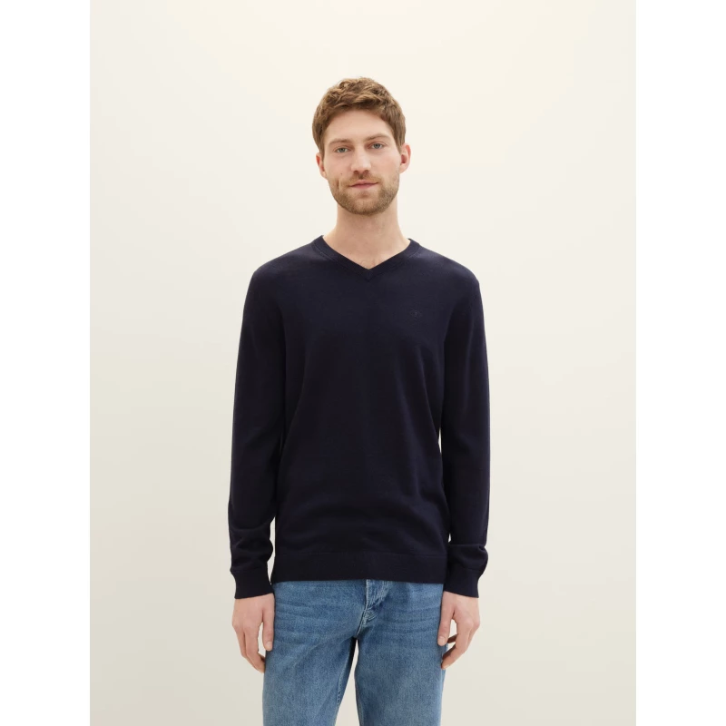 Tom Tailor Ανδρικό Πλεκτό V-Neck Pullover 1038427-13160 Μπλε